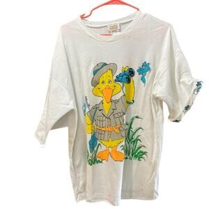 Vintage New York Knit Works White Short Sleeves Graphic Print Shirt Size 40